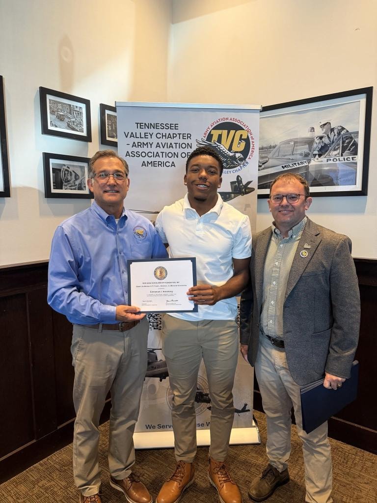 Emmanuel Armstrong receives the LTC Frank L. Alverson, Jr. Memorial Scholarship